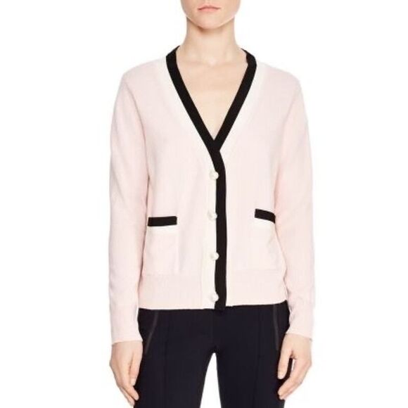 Sandro Clotilde Varsity wool cashmere blend Cardigan preppy sweater size M - Picture 1 of 14